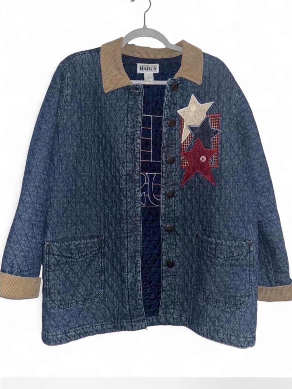 Vintage quilted denim USA jacket Americana patchwork barn coat